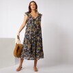 Długa sukienka z woalu z kwiatowym wzorem