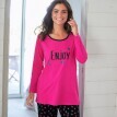 Pyžamové tričko s dlhými rukávmi a stredovou potlačou "Enjoy"