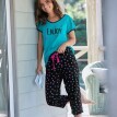 Pantaloni de pijama 3/4 cu imprimeu cu buline "Enjoy"