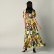Długa rozkloszowana sukienka z dużym kwiatowym nadrukiem