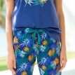 Pantaloni de pijama 3/4 cu imprimeu tropical