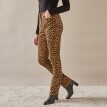 Wąskie długie spodnie z nadrukiem zwierzęcego futra