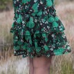 Volánová jednofarebná sukňa s potlačou