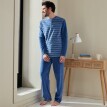 Pijama cu dungi din velur cu fibre vopsite