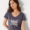 Koszulka do piżamy z krótkim rękawem i nadrukiem "Beautiful"