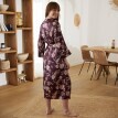 Kimono lung din satin cu imprimeu