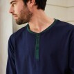 Pyžamové tričko s tuniským výstřihem na knoflíky a dlouhými rukávy