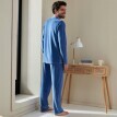 Pijama cu dungi din velur cu fibre vopsite