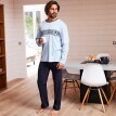 Pijama cu imprimeu pe piept și pantaloni