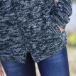 Striekaný sveter na zips, so syntetickou kožušinou