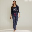 Cămașă de pijama cu mâneci lungi și imprimeu central "Beautiful"