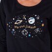 Krátka nočná košeľa s dlhými rukávmi a potlačou "galaxia"
