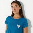T-shirt z haftowanym sercem, jednolity kolor
