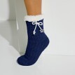 Papučové ponožky zo ženilkového úpletu, s mašličkou a hviezdičkami