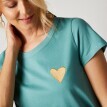 T-shirt z haftowanym sercem, jednolity kolor