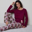 Pyžamové tričko s dlouhými rukávy a středovým potiskem květin