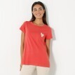Koszulka z haftowanym sercem, jednolity kolor