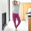Pantaloni de pijama din flanelă cu model în carouri
