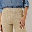 Pantaloni drepți din tricot pieptănat cu talie elastică