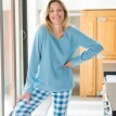 Pijama din fleece cu pantaloni în carouri