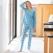 Fleecové pyžamo s kostkovanými kalhotami