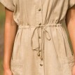 Jednokolorowa sukienka midi, bawełna/len