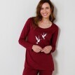 Pijama cu mâneci lungi cu imprimeu cu păsări