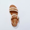 Sandale din piele tricoloră cu detaliu auriu