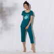 Pijama cu pantaloni 3/4 cu imprimeu "broască țestoasă de mare" central