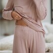 Pijama cu gât bărbătesc, tricotată/laț