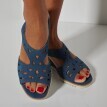 Kožené semišové sandály na klínovém podpatku, námořnicky modré