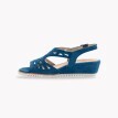 Kožené semišové sandále na klinovom podpätku, námornícka modrá