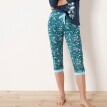 Pantaloni de pijama 3/4, smarald cu flori