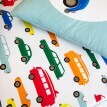 Lenjerie de pat pentru copii din bumbac, cu imprimeu de mașină