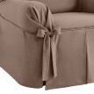 Jednokolorowy bawełniany pokrowiec z wiązaniem na sofę i fotel, płótno bachettowe