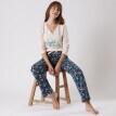 Hosszú ujjú pizsamapóló "Jardin secret" középnyomással