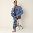 Kostkované bavlněné pyžamo s dlouhými rukávy a kalhotami