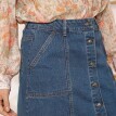 Džínsová rozšírená sukňa na gombíky