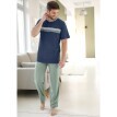 Pyžamové pruhované tričko s krátkymi rukávmi