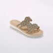 Pantofle na klínku s bižu zdobením, štrasovými vsadkami a korálky