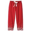 3/4 pyžamové nohavice s potlačou kvetín na koncoch nohavíc