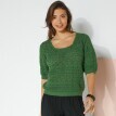Koronkowy sweter w jednolitym kolorze z rękawami do łokcia