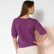 Ažurový jednobarevný pulovr s rukávy k loktům