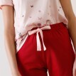 3/4 pyžamové kalhoty s potiskem květin na koncích nohavic