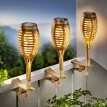 Lampki solarne Bamboo Flame z trzonkiem/klipsem, 3 szt.