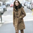 Jednobarevný kabát duffle-coat s kapucí, na zip