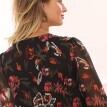 Rochie din voal cu mâneci 3/4 și imprimeu floral