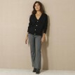 Pantaloni bootcut din tricot Milano cu model herringbone