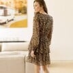 Rochie din voal cu efect wrap și imprimeu leopard