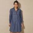 Rochie cămașă din denim cu mâneci lungi